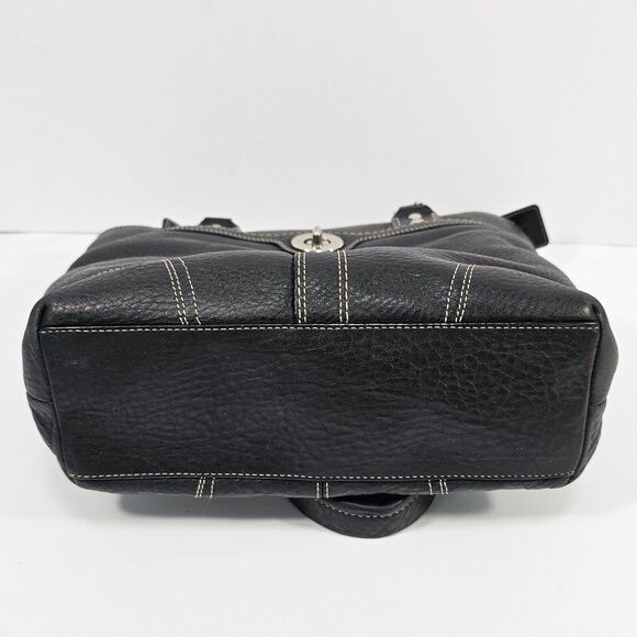 Coach Hamilton Hampton F13959 Black Pebbled Leather Shoulder Bag Turn Lock - Picture 3 of 12